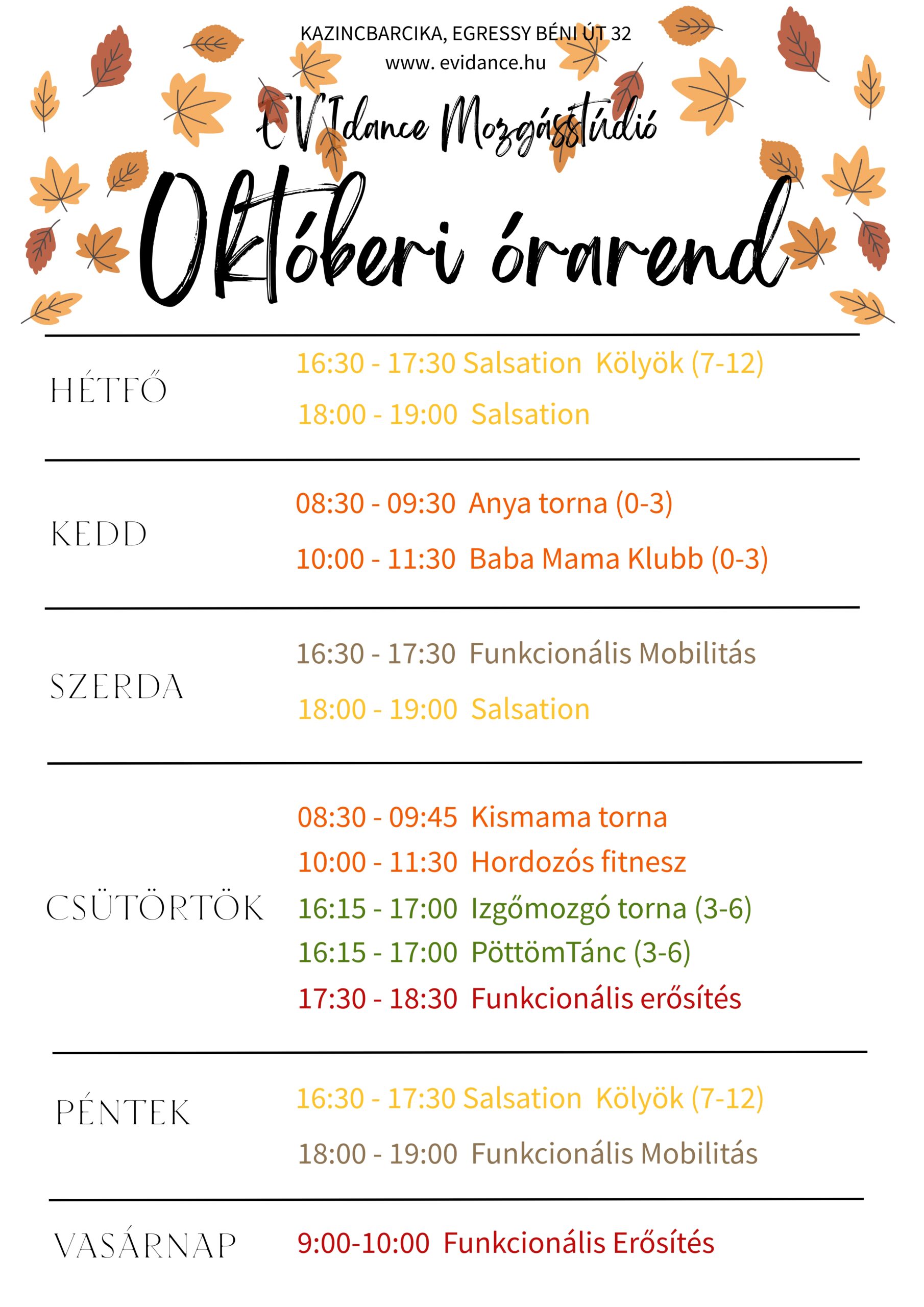 Havi Órarend